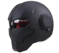 BANNESE Casco Integral Predator Motocicleta, Máscara de Casco con Tapa Abierta Y Fresca De Personalidad para Fiestas De Motocicletas, Scooters o Clubes y Accesorios De Cosplay, Dot,Matte Black,M