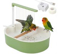 Baño automático para loros y periquitos con bomba USB, bañera de ducha desmontable para jaula.