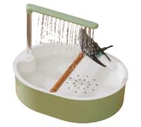 Baño automático para pájaros, 32,3 x 25,5 x 9 cm, bomba USB silenciosa de 5 V, base antideslizante, bandeja y filtro extraíbles para periqui