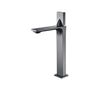 Baño Basin de latón Grito de Grifo Maderador montado en la Pared y Fregadero frío Cocina de baño de baño Cepillado Pared Gris montada (Gris Cepillado)
