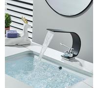 Baño Basin grifo cascada de cabello grúe de la cubierta de la plataforma de la plataforma de un solo orificio de una sola manija de agua caliente de agua fría grúa de lavado (color: cromo)
