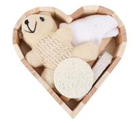 Baño Caja Corazón con Osito de Madera Kit para Exfoliación y Limpieza Accesorios para Cuidado Corporal Circulación para Regalo y Uso Diario