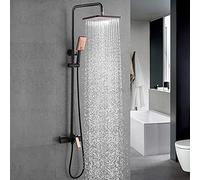 Baño Completo Juego Cobre Ducha Manual 3 Funciones Boquilla la Pared Grifo cinturón Correa de Spray Negro Hermoso práctico