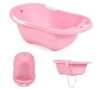 Baño de bebé Lilly para ahorrar espacio con desagüe de agua, compartimentos de almacenamiento para accesorios, colores:rosa