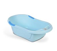 Baño de bebé Lilly para ahorrar espacio con desagüe de agua, compartimentos de almacenamiento para accesorios, colores:azul viejo