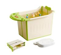 Baño de bebé plegable: bañera inflable con orificio de drenaje | Bañera portátil para niños pequeños para el hogar y los viajes | Tina infantil plegable con base no deslizante para un fácil almacenami