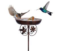 Baño de pájaros al aire libre | Cuenco de baño de pájaros con estaca de suelo | Cuenca de baño decorativa desmontable antióxido para jardín Césped terraza patio exterior