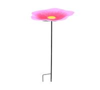 Baño de pájaros al aire libre, diseño de flores | Iron flower stake with water bowl, suitable for birds and butterflies in outdoor gardens.