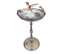 Baño De Pájaros - Cuenco De Comederos De Pie | Bañera De Aves De Hierro Al Aire Libre | Patio Bird Water Fountain | Bandeja De Alimentación De Colibríes | Baño De Aves De Acabado Antiguo | Deco