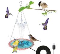 Baño de pájaros para afuera - Baño grande para pájaros | Aledero de alimentos colgables de colibríes | Feder de pájaros colgantes de carga USB y baño con bomba de pozo | Ideal para la decoración del j