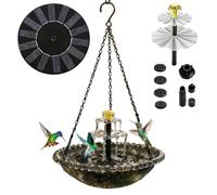 Baño de pájaros solar - Boquilla de bomba de agua en cascada, cuenca de fuente alimentada | Colibrí Jardín Decoración para piscinas, Patio Oasis, Camino Deck Atracción silvestre, Cabeza de