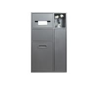 Baño de pared de acero inoxidable con cubo abatible, ducha y soporte de papel higiénico que ahorra espacio para hogares modernos