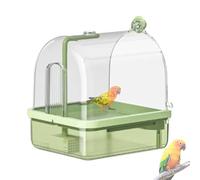Baño de periquito - bañera de pájaros interior | Modos de ducha de doble mandíbula Baño de jaula automática con percha para espectáculo de reproducción de viajes, accesorio de limpieza