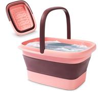Baño de pies plegable - Bañera avanzada para remojar pies con diseño portátil y asa - Cuenco plegable de pedicura para pies - Compacto y ligero para remojar pies con puntos de acupresión, rosa