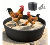 Baño de polvo para pollos, bañera de pollo de 65 cm, nido de puesta para pollos, tamaño ajustable con 10 clavos, sin fondo, para uso al aire libre