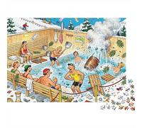 Baño de Vapor Noruego después de Esquiar Puzzle De Madera Impermeable Puzzles De 1000 Piezas para Adultos Desafiante Y Estimulante Rompecabezas para Juegos Educativos