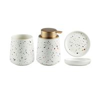 Baño Dispensador de jabón de cerámica for baño de 3 Piezas con Bomba, Taza for Enjuague bucal y jabonera. Botella dosificadora de líquido