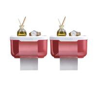 Baño Dispensador de Toallas de Papel, portarrollos de baño de Mano de plástico montado en la Pared, 2 uds. Uso Doméstico(Rot,22cm)