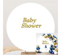 Baño Ducha Redonda Fondo Puro sólido Blanco círculo fotografía Fondo 220cm recién Nacido bebé Bautismo cumpleaños Fiesta decoración Cubierta Pastel Mesa Bandera Estudio Foto Cabina Prop