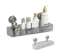 Baño Estante de pared - Soporte de tabla de succión, montado en la pared organizador estante, cesta de ducha extraíble para acondicionador