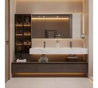 Baño flotante de 203.2 cm con doble pecado inteligente LED espejo antivaho cierre suave Ders Ceic Sin diseño montado en la pared cabina lateral y pantalla de temperatura de tiempo
