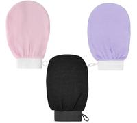 Baño Guante,3 PCS Guante Exfoliante El Cuerpo Profundo Guante de Ducha Manopla Exfoliante Guante Exfoliante Elimina Guante exfoliante Básico Guante Baño Marroquí para Masajes,Duch (15*20cm)