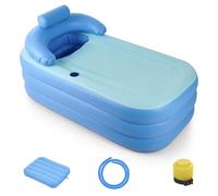Baño Hinchable Plegable CO-Z para Adultos | 94 l de PVC con Bomba de Pedal y Tapa Desmontable, 3 Cámaras de Aire