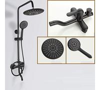 baño Hotel doméstico Negro All Copper Shower Set 8 "System Lluvia y Ducha de Mano Altura Ajustable (Color: D)