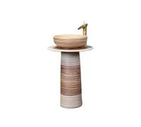 Baño Lavabo de pedestal cerámica con grifo y desagüe, una sola pieza, for baño, balcón jardín Independiente