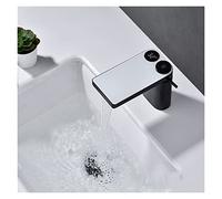 Baño LED Digital Cuenca Digital Grifo Agua Blanca Mezcladora Basina de latón Pantalla templada de Agua Smart Water Taps (Negro)