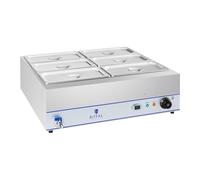 Baño maría - 2.000 W - 6 contenedores 1/3 GN - con grifo de vaciado | Royal Catering