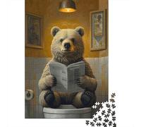 Baño Oso Puzzle de 1000 Piezas Papel para Adultos Animales Lectura Juego de Puzzle para Toda la Familia Relajación Hogar 70x50cm/1000pcs