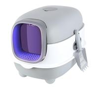 Baño para Gatos - Bandeja de Arena Cerrada - Limpieza fácil - Filtro Que Reduce los Malos olores -Antiescapes -Carga de 15 kg -e con Funda-desinfección ultravioleta-40 * 39 * 56cm-Gris