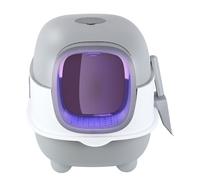 Baño para Gatos - Bandeja de Arena Cerrada - Limpieza fácil - Filtro Que Reduce los Malos olores -Antiescapes -Carga de 15 kg -e con Funda-desinfección ultravioleta-40 * 39 * 56cm-Gris