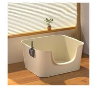 Baño para Mascotas Caja de Arena Grande con Lados Altos, Caja antisalpicaduras for Gatos, for Varios, Bandeja for fácil Limpiar Que Incluye Pala(Beige)