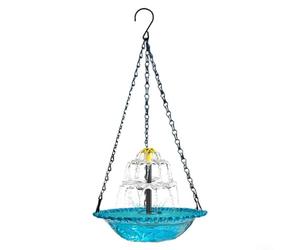 Baño para pájaros al aire libre con fuente solar para transformar instantáneamente tu jardín en un paraíso para pájaros (azul)