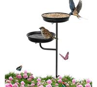 Baño para pájaros al aire libre - Cuenco de pie de metal | Baño para pájaros con varilla de tierra de 4 puntas | Soporte estable | Bano de agua para decoración de jardines | Para jardín, terraza, césp