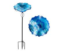Baño para pájaros, Bandeja de Flores Vintage de 32 Pulgadas con Soporte, de Agua para pájaros, baño de Metal para pájaros al Aire Libre | Cuenco para pájaros al Aire Libre para Alimentar