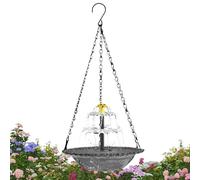 Baño para pájaros colgante - Fuente colgante | Fuente solar de vidrio: baño para pájaros estilo cascada con energía solar con recipiente de vidrio y bomba que atrae a los colibríes y proporciona una f