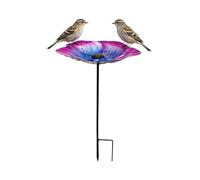 Baño para Pájaros con Diseño Floral,63 centímetros Estación de Agua con Motivos de Flores y Mariposas | Bañera para Pájaros con Estaca,para Colibríes Abejas Mariposas Jardín Patio Terraza y Granja