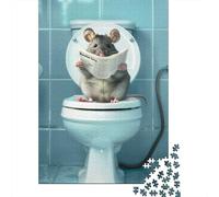 Baño Ratón Puzzle de 1000 Piezas Papel para Adultos Escena de Inodoro Puzzle para Toda la Familia 52x38cm/1000pcs