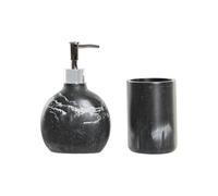 BAÑO SET 2 RESINA PLASTICO 11X6X17 MARMOL NEGRO