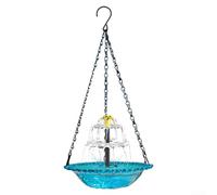 Baño solar para pájaros con fuente para crear un hermoso ambiente al aire libre para los amantes de las aves (azul)