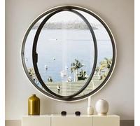 Baño Ventanas De Vidrio Rotación De 360°,Ventana De Cobertizo Redonda De Aleación De Aluminio,Ventana De Ventilación Corredera,Montaje Empotrado,Cafetería Decoración,Jardín Black,60cm/23.6inch