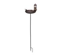 Baños vintage para pájaros, cuenco de pie, 12.2 x 11.42 x 46.85 pulgadas, estaca estable y diseño multifuncional, decoración de jardín versátil para patio, granja, decoración de entrada