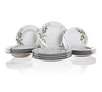 Banquet Decoración de Oliva Porcelana vajilla, Color Blanco, Set de 18