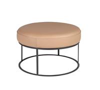 Banqueta Circular Angel Cerdá Moderno Piel Marrón Acero Negro Modelo 5190