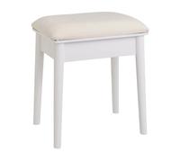 Banqueta clásica de tocador blanca 38x29x45cm Taburete de maquillaje tapizado y cómodo, ideal para sala de estar o dormitorio moderno. CasaSelección