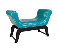 Banqueta de polipiel azul 90x40x65