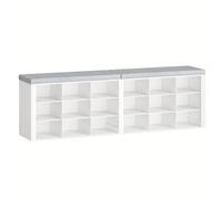 Banqueta para Zapatos con Asiento, Armario de Zapatero con Banca, 18 Compartimentos, Estantes Ajustables para Sala, Dormitorio o Pasillo